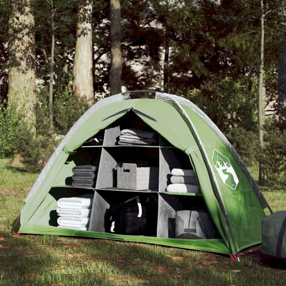 vidaXL Opbergtent 9 vakken waterdicht groen