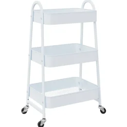 vidaXL Opbergtrolley 3-laags 42x41,5x77 cm staal wit