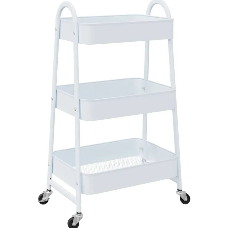 vidaXL Opbergtrolley 3-laags 42x41,5x77 cm staal wit