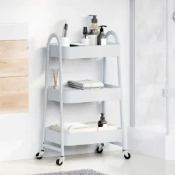 vidaXL Opbergtrolley 3-laags 42x41,5x77 cm staal wit