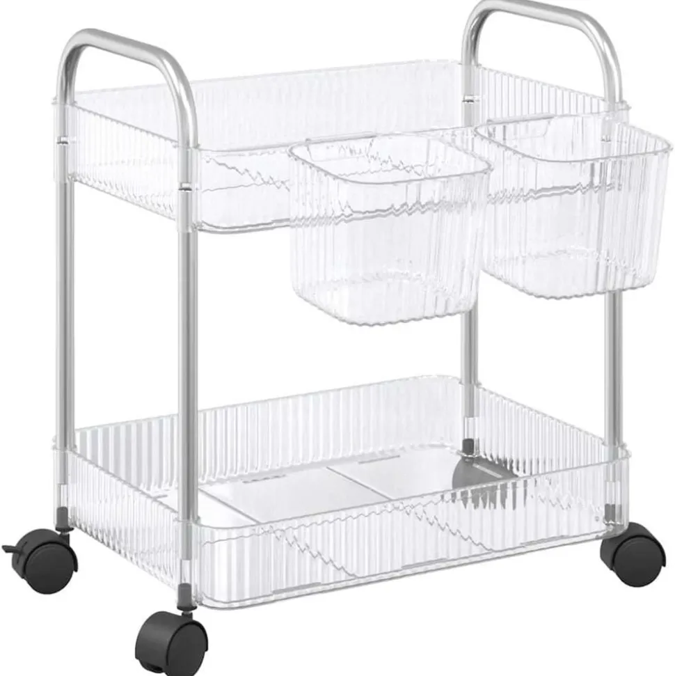 vidaXL Opbergtrolley 2-laags 37x28x43,5 cm acryl transparant
