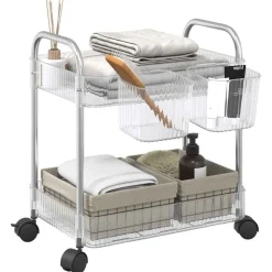 vidaXL Opbergtrolley 2-laags 37x28x43,5 cm acryl transparant