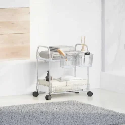 vidaXL Opbergtrolley 2-laags 37x28x43,5 cm acryl transparant