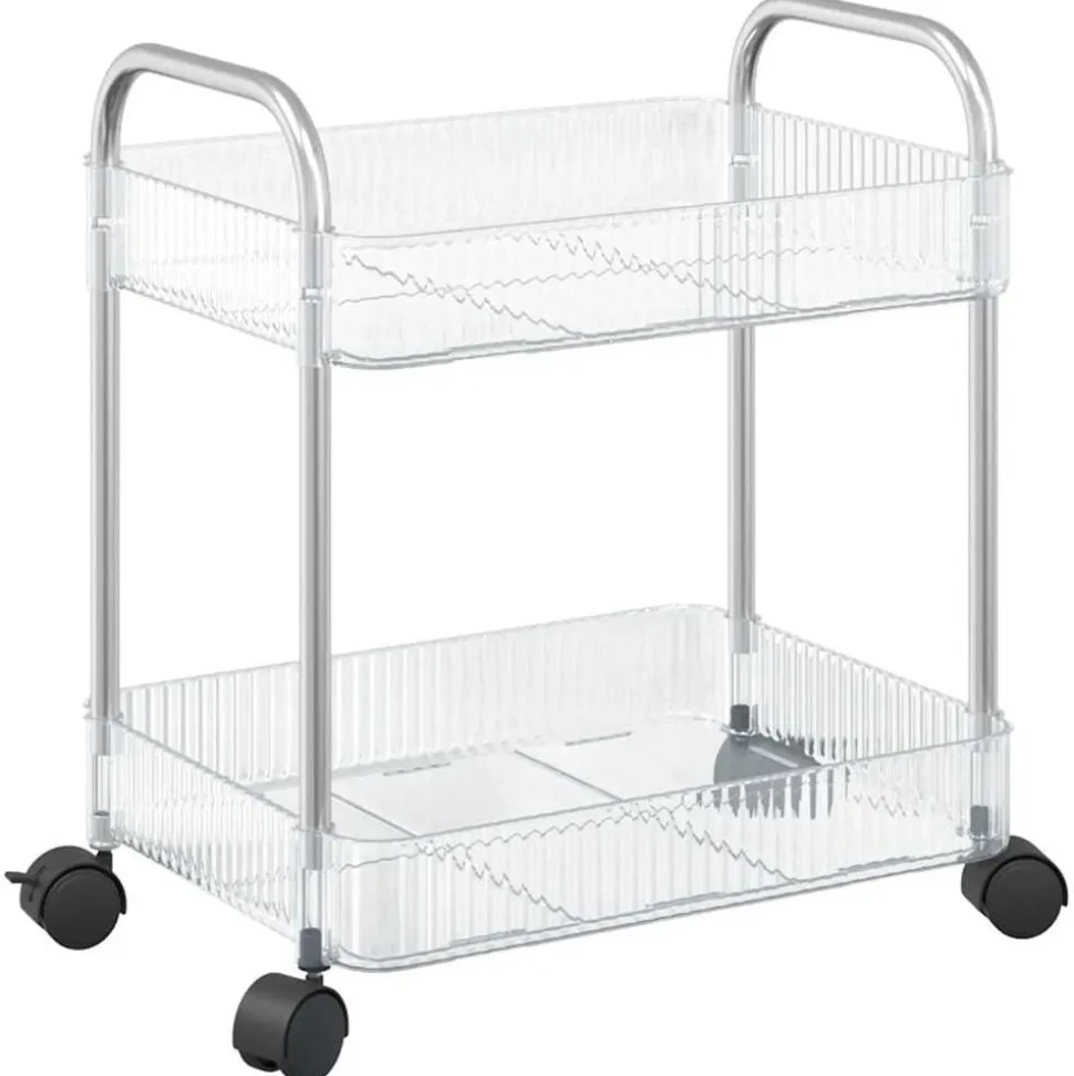 vidaXL Opbergtrolley 2-laags 37x28x43,5 cm acryl transparant