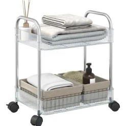 vidaXL Opbergtrolley 2-laags 37x28x43,5 cm acryl transparant