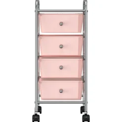 vidaXL Opbergtrolley met 4 lades mobiel kunststof roze