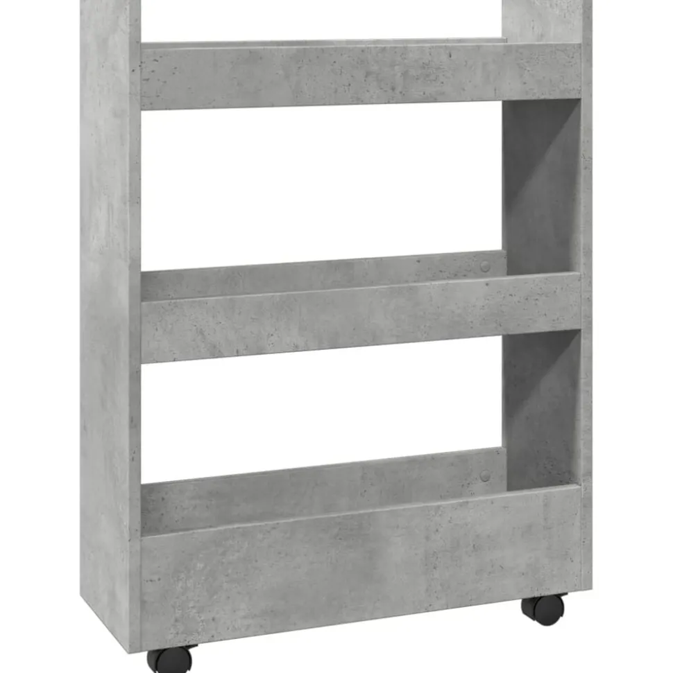 vidaXL Opbergtrolley smal 3-laags bewerkt hout betongrijs