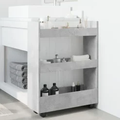vidaXL Opbergtrolley smal 3-laags bewerkt hout betongrijs