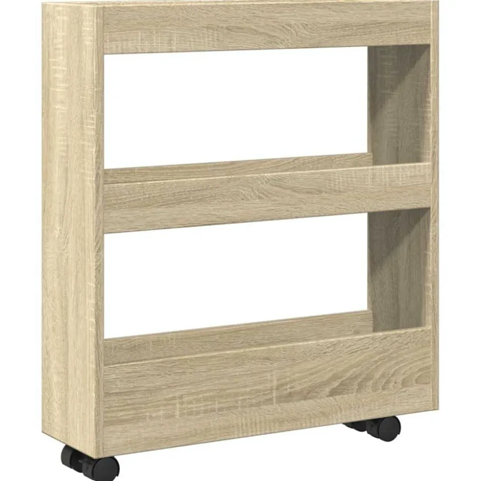 vidaXL Opbergtrolley smal 3-laags bewerkt hout sonoma eikenkleurig