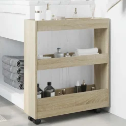 vidaXL Opbergtrolley smal 3-laags bewerkt hout sonoma eikenkleurig