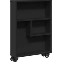 vidaXL Opbergtrolley smal 48x13x68 cm bewerkt hout zwart