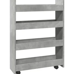 vidaXL Opbergtrolley smal 4-laags bewerkt hout betongrijs
