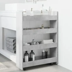 vidaXL Opbergtrolley smal 4-laags bewerkt hout betongrijs