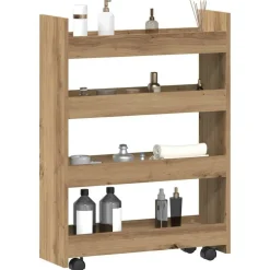 vidaXL Opbergtrolley smal 4-laags bewerkt hout artisanaal eikenkleurig