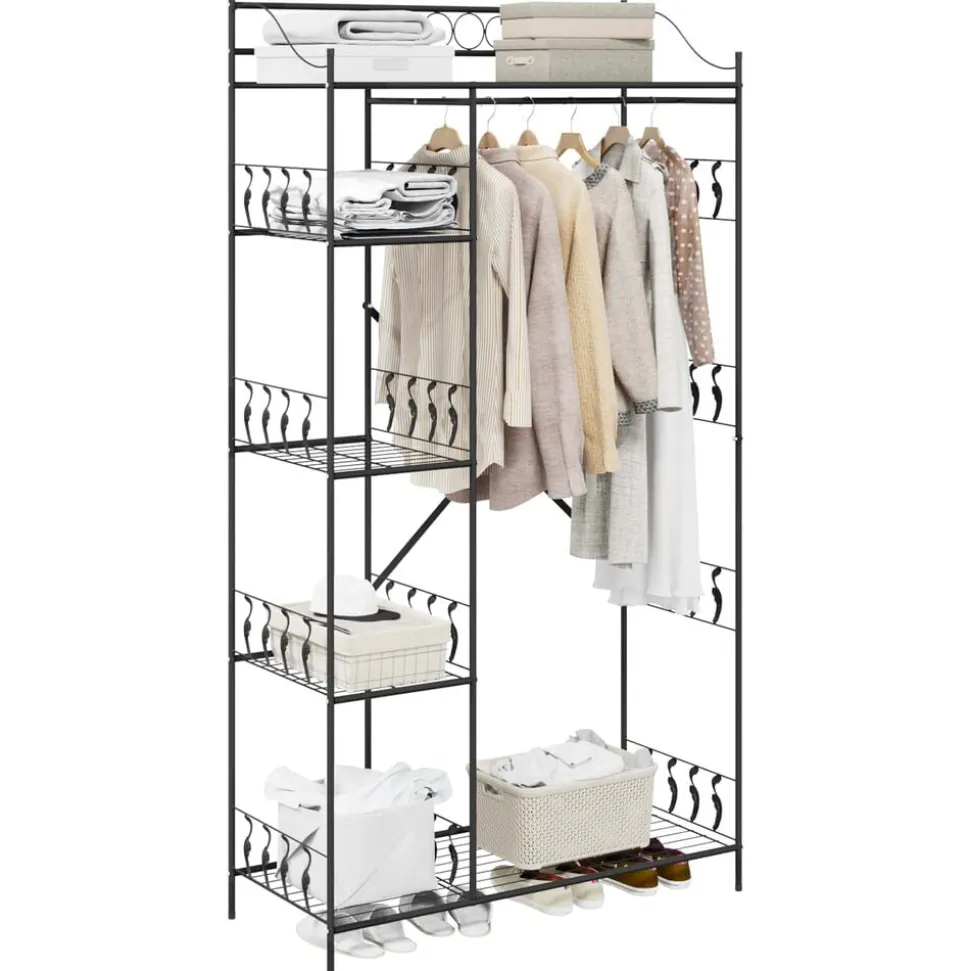 vidaXL Open Kledingkast met plank Zwart 101 x 43 x 188 cm Staal