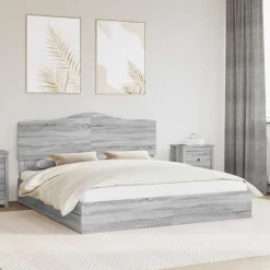 vidaXL Opslag bed met lade Grijs Sonoma 200 x 200 cm Bewerkt hout