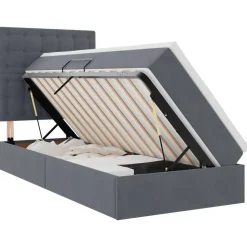 vidaXL Opslag bed met matras Donkergrijs 90 x 190 cm Fluweel
