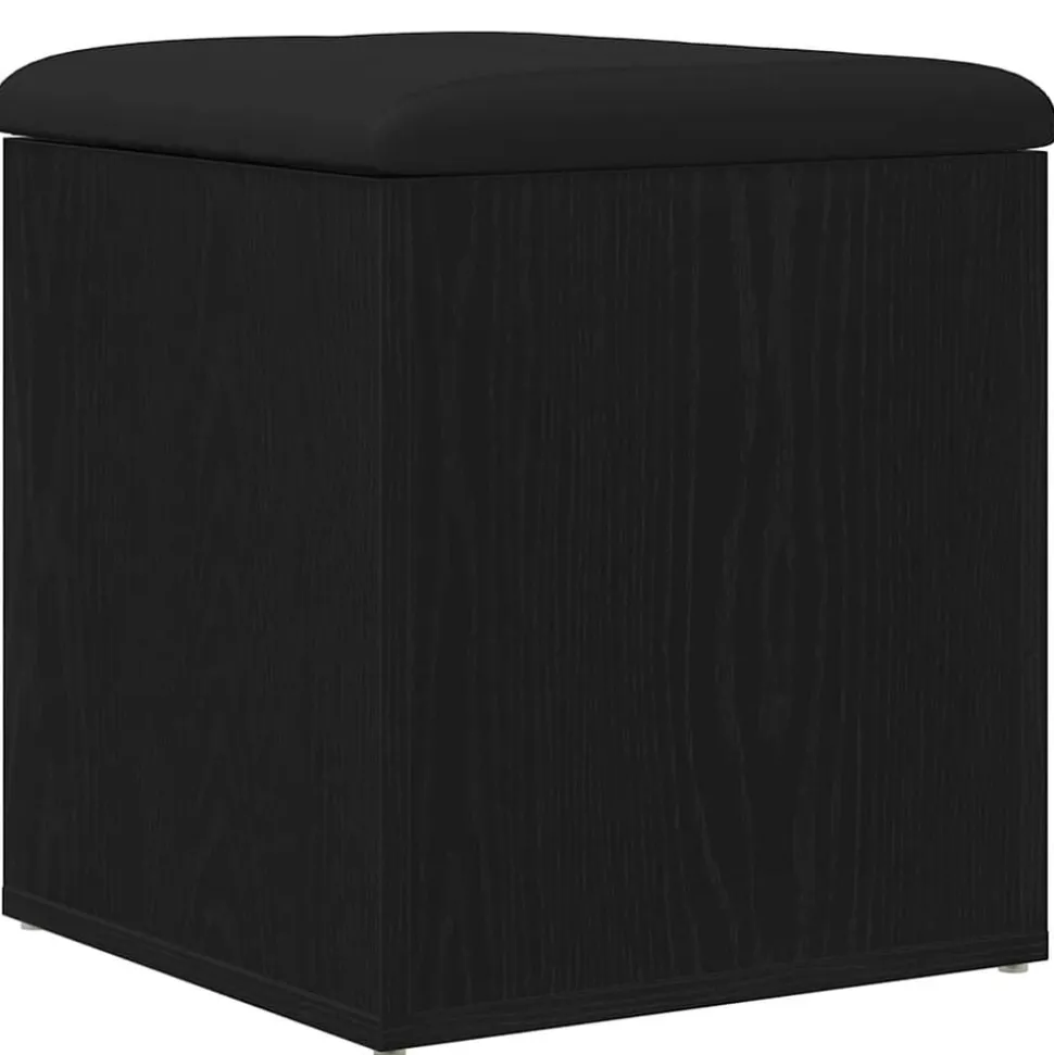 vidaXL Opslagbank met opslag Zwart Eiken 42 x 42 x 45 cm Bewerkt hout