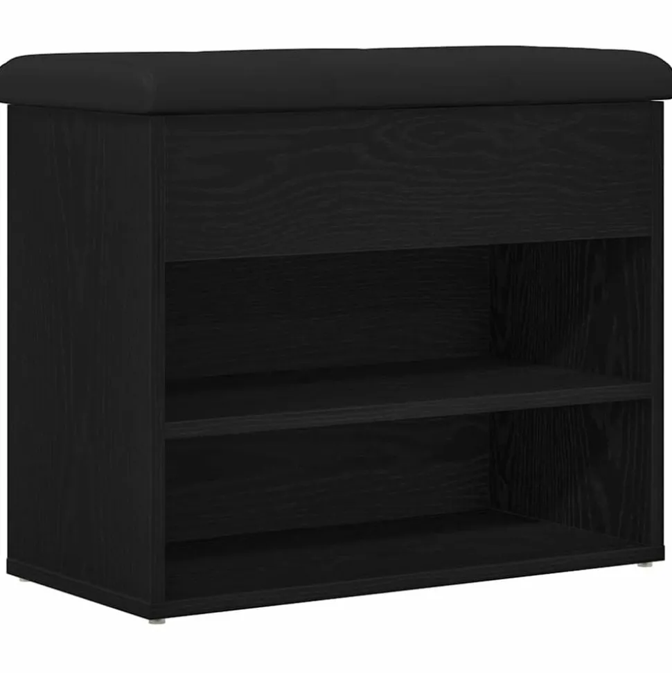 vidaXL Opslagbank met plank Zwart Eiken 62 x 32 x 50 cm Bewerkt hout