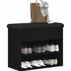 vidaXL Opslagbank met plank Zwart Eiken 62 x 32 x 50 cm Bewerkt hout