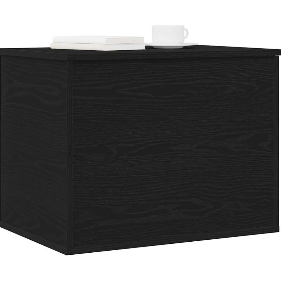vidaXL Opslagdoos met opslag Zwart eiken 60 x 42 x 46 cm Bewerkt hout