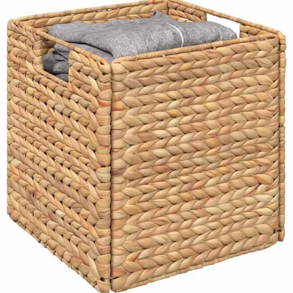 vidaXL Opslagmanden 2 pcs Naturel 28 x 28 x 28 cm Waterhyacint