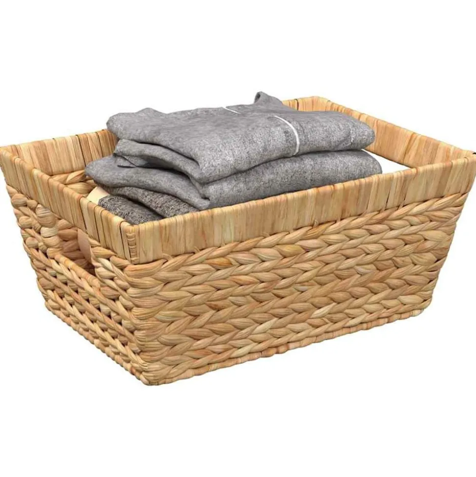 vidaXL Opslagmanden 2 pcs Naturel 38 x 28 x 15 cm Waterhyacint