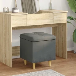 vidaXL Opslagottoman met kussen Donkergrijs 40 x 40 x 45 cm Stof