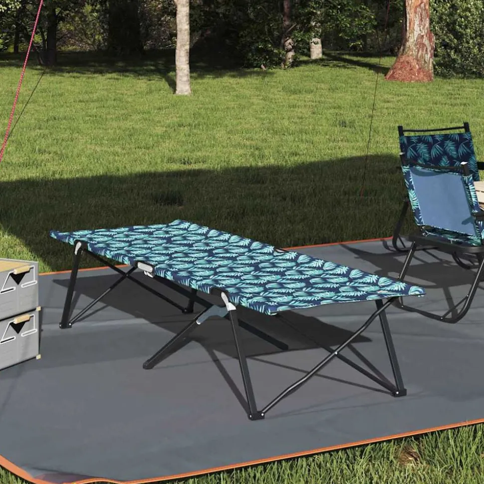 vidaXL Opvouwbaar Camping Bed Bossen 206 x 76 x 74 cm Oxford en Staal