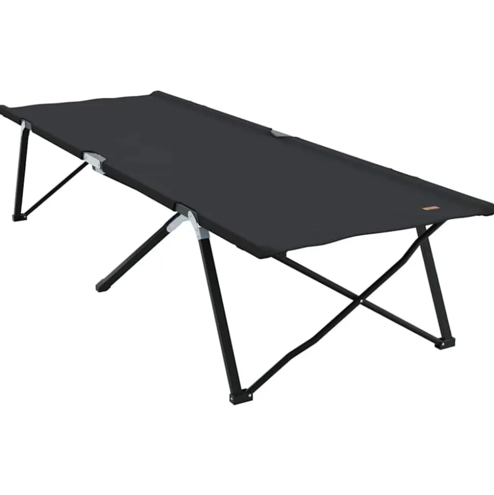 vidaXL Opvouwbaar Camping Bed Zwart 206 x 76 x 74 cm Oxford en Staal