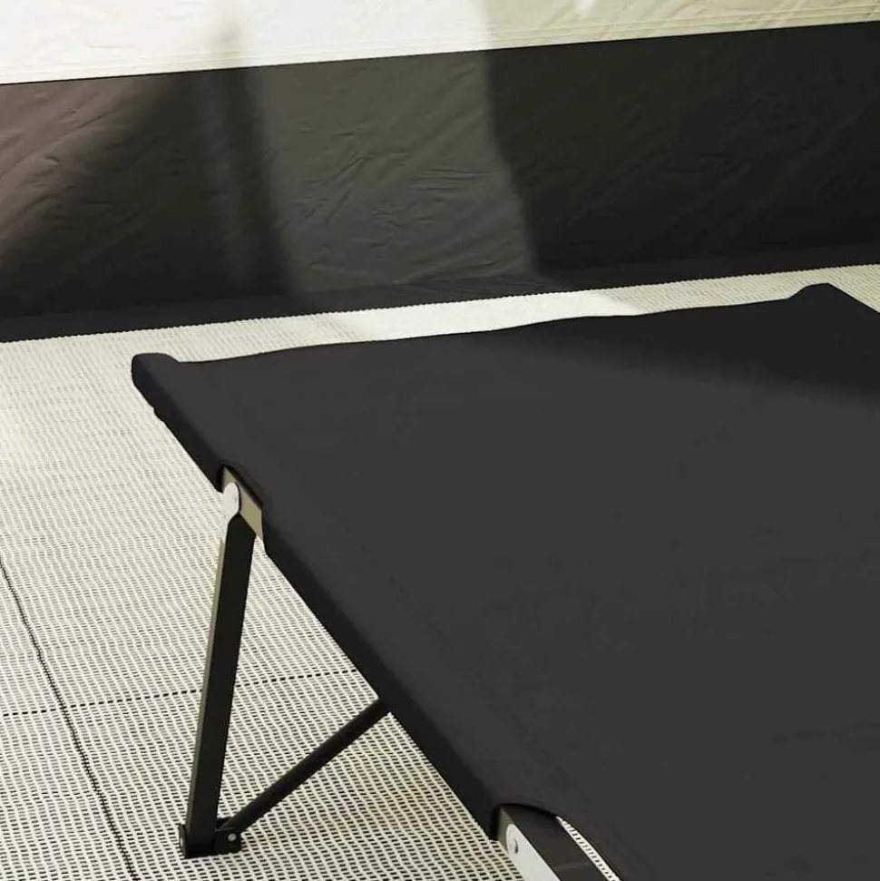 vidaXL Opvouwbaar Camping Bed Zwart 206 x 76 x 74 cm Oxford en Staal
