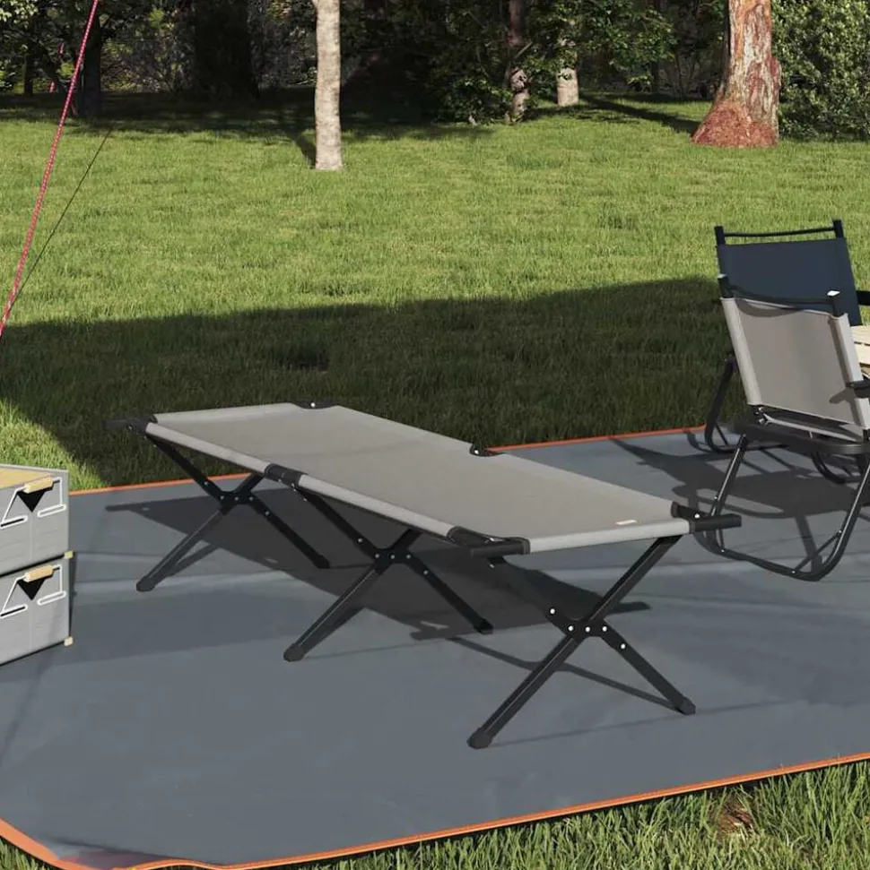 vidaXL Opvouwbaar Camping Bed Grijs 193 x 69 x 45 cm Oxford stof