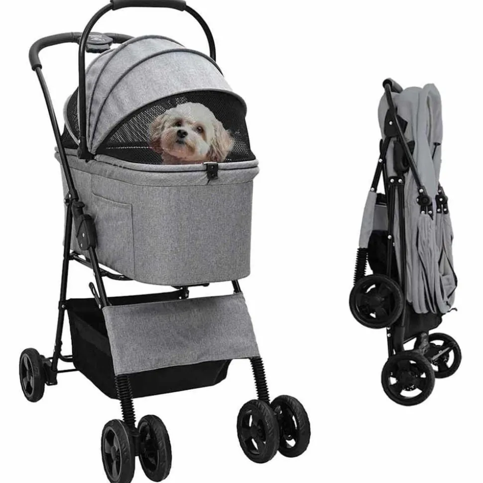 vidaXL Opvouwbare Huisdierenwagen Grijs 81 x 47 x 99 cm Polyester