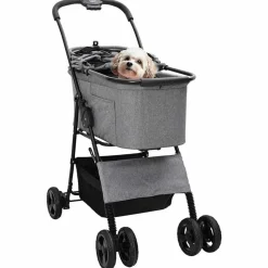 vidaXL Opvouwbare Huisdierenwagen Grijs 81 x 47 x 99 cm Polyester