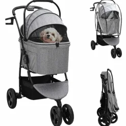 vidaXL Opvouwbare Huisdierenwagen Grijs 78 x 54 x 101 cm Polyester