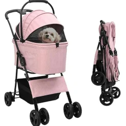vidaXL Opvouwbare Huisdierenwagen Roze 81 x 47 x 99 cm Polyester