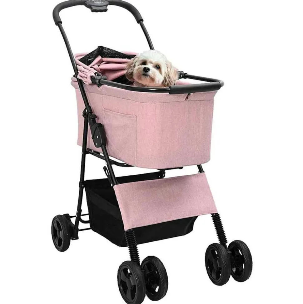 vidaXL Opvouwbare Huisdierenwagen Roze 81 x 47 x 99 cm Polyester