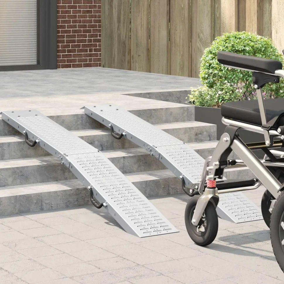 vidaXL Opvouwbare oprijplaat 200kg per oprijplaat 2 pcs Zilver
