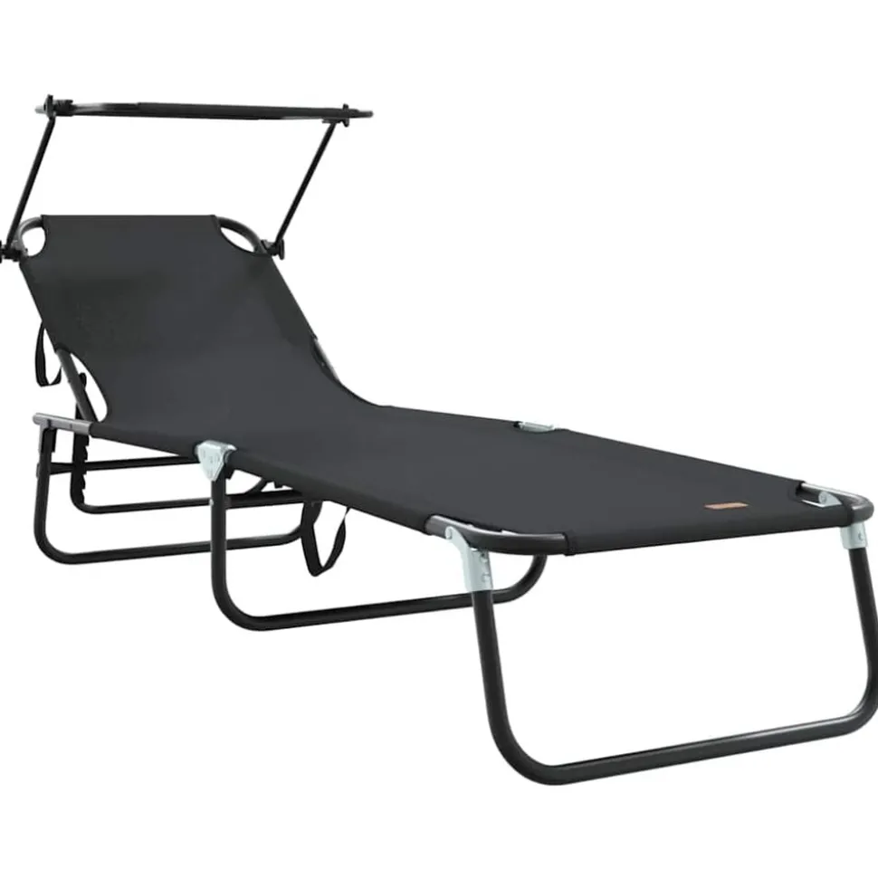 vidaXL Opvouwbare zonnebed Zwart 190 x 57 x 81 cm oxford