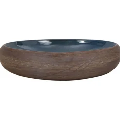 vidaXL Opzetwasbak ovaal 59x40x15 cm keramiek bruin en blauw