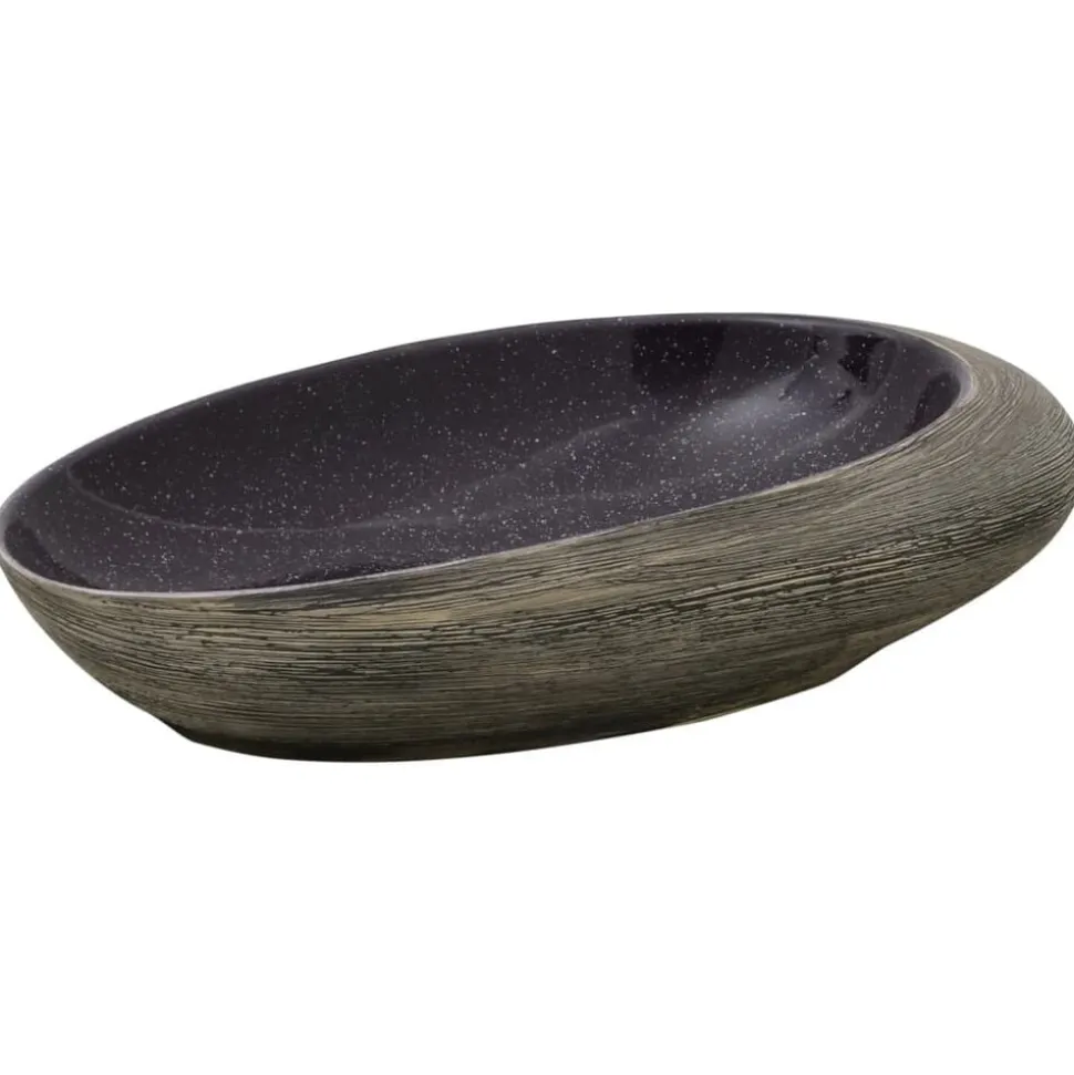 vidaXL Opzetwasbak ovaal 59x40x14 cm keramiek paars en grijs