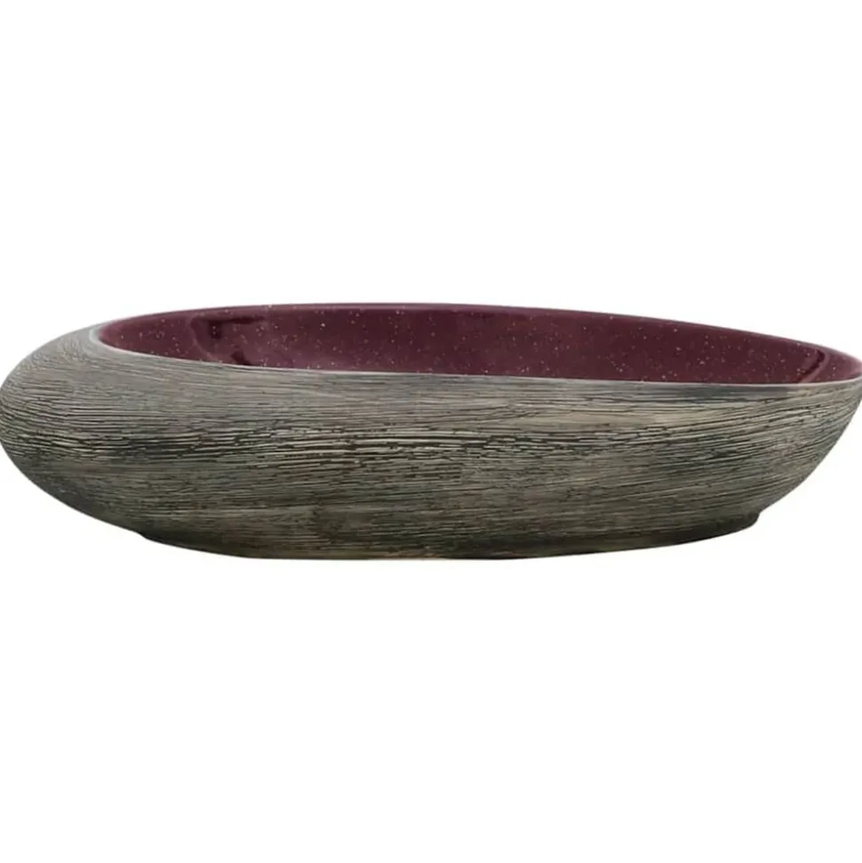 vidaXL Opzetwasbak ovaal 59x40x14 cm keramiek paars en grijs