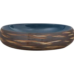 vidaXL Opzetwasbak ovaal 59x40x15 cm keramiek bruin en blauw