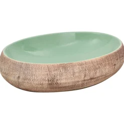 vidaXL Opzetwasbak ovaal 59x40x15 cm keramiek groen en bruin