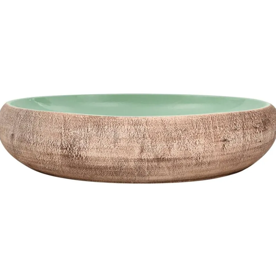 vidaXL Opzetwasbak ovaal 59x40x15 cm keramiek groen en bruin