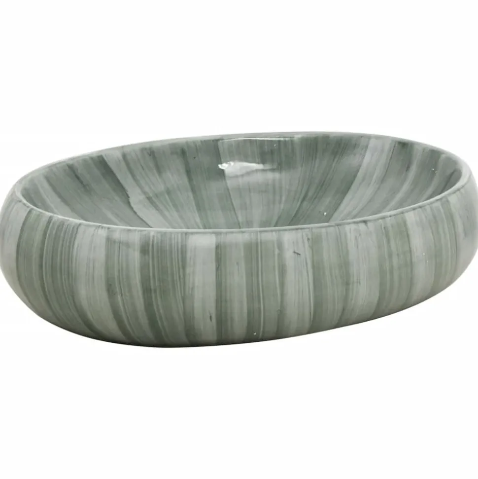 vidaXL Opzetwasbak ovaal 59x40x15 cm keramiek groen