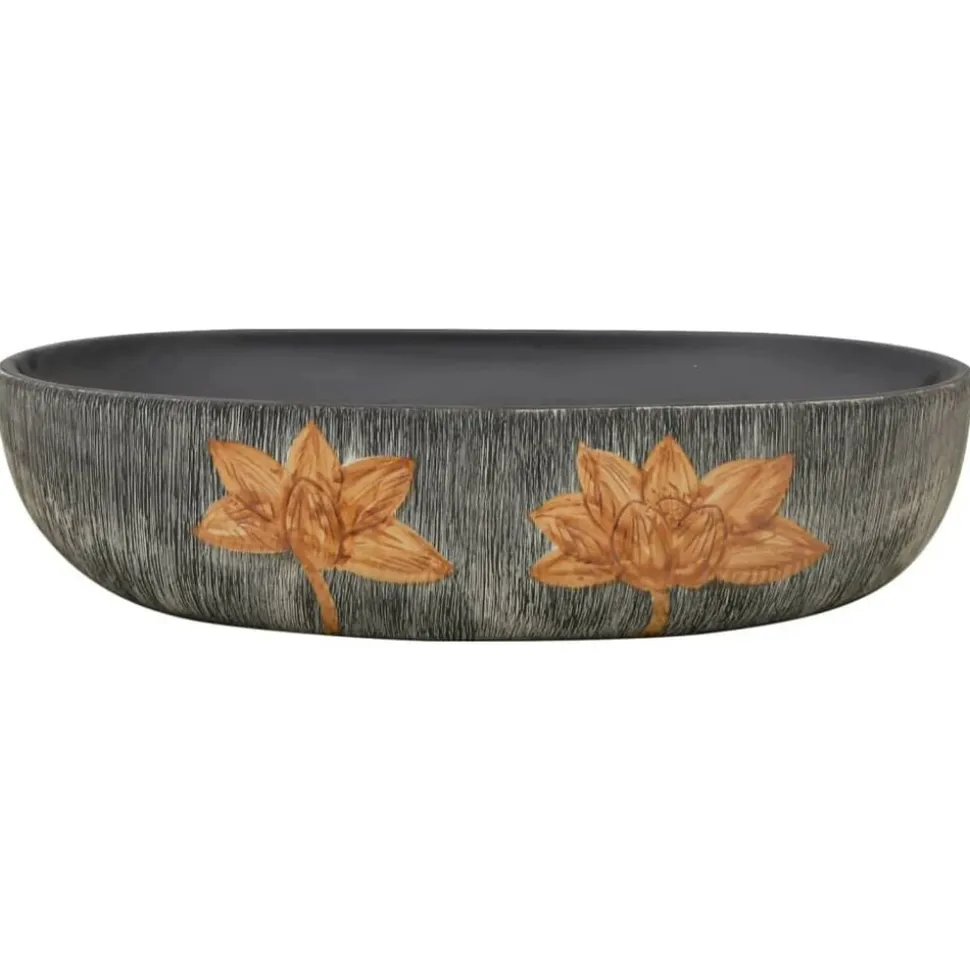 vidaXL Opzetwasbak ovaal 59x40x14 cm keramiek grijs en zwart