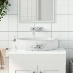 vidaXL Opzetwasbak ovaal 59x40x15 cm keramiek wit