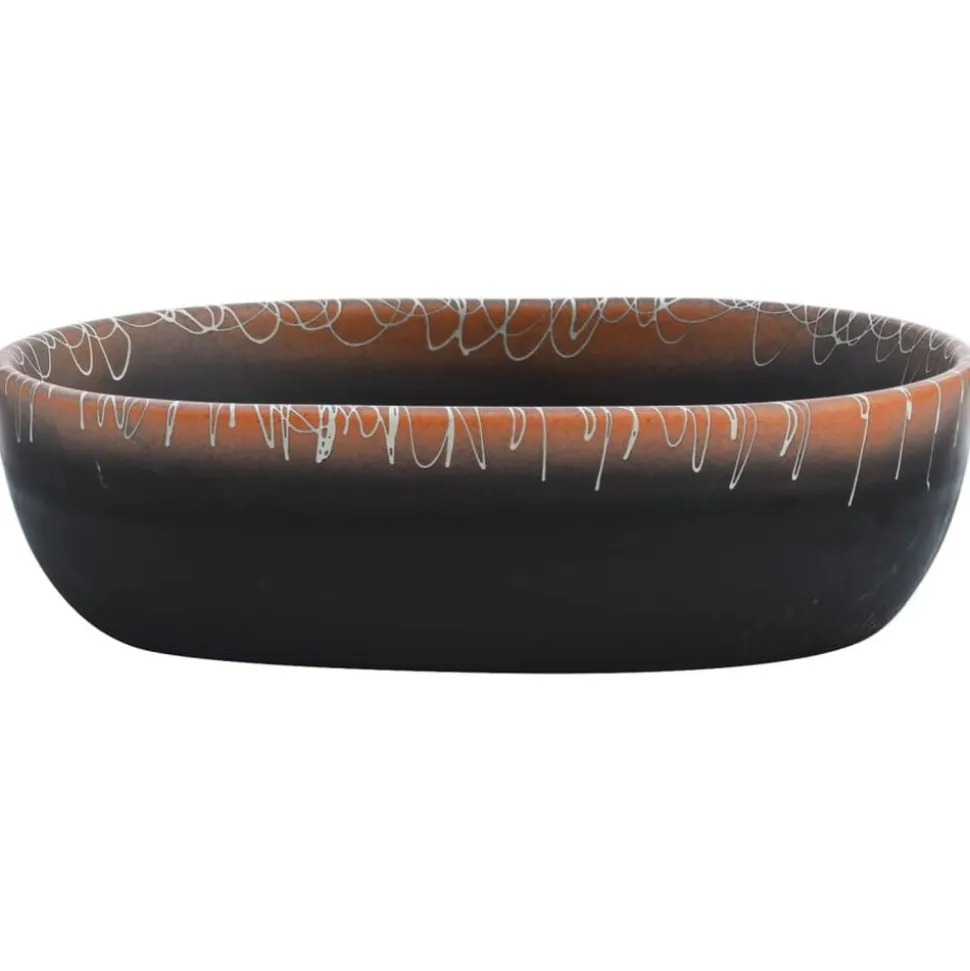 vidaXL Opzetwasbak ovaal 47x33x13 cm keramiek zwart en oranje