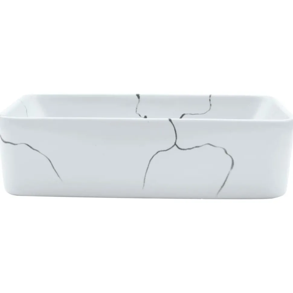 vidaXL Opzetwasbak rechthoekig 46x35,5x13 cm keramiek wit